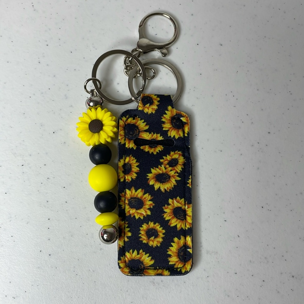 Sunflower Key Chain And Chapstick Holder